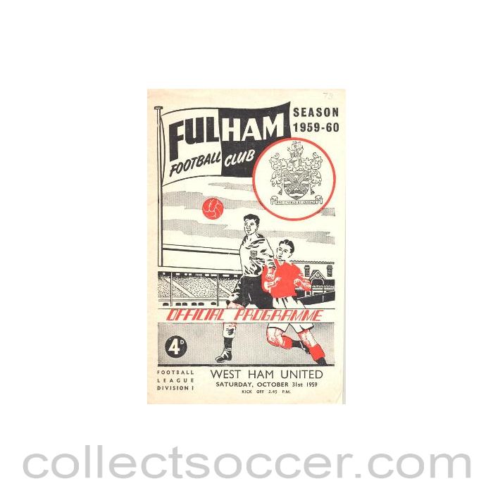1959 - Fulham v West Ham United official programme 31/10/1959