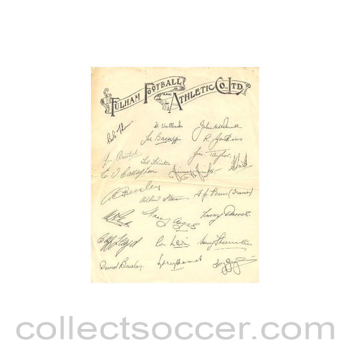 1949 - Fulham Players Signatures Facsimile Season 1949-1950