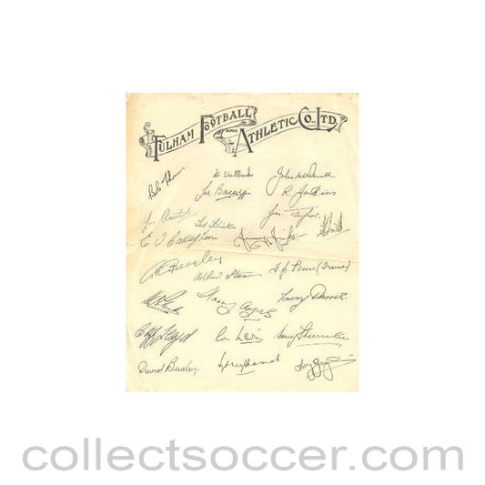 1949 - Fulham Players Signatures Facsimile Season 1949-1950