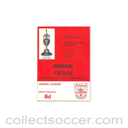 1967 - Arsenal v Fulham official programme 28/10/1967