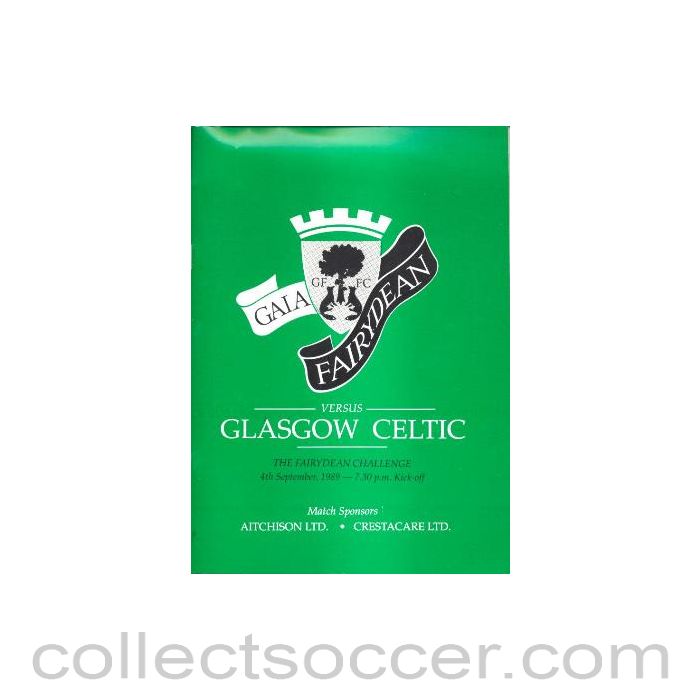 1989 - Gala Fairydean v Celtic official programme 04/09/1989 Gala Fairydean Challenge Cup