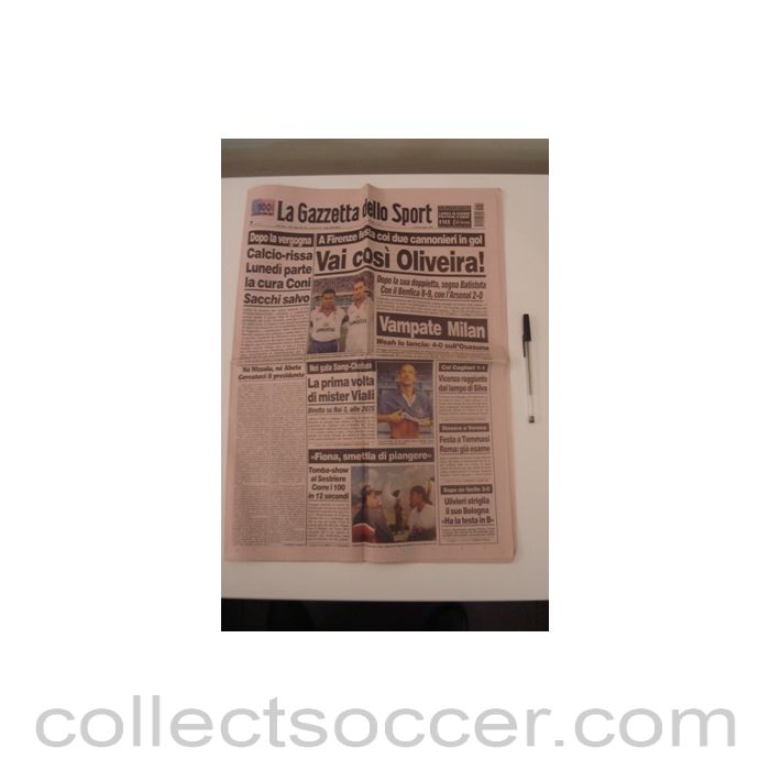 1996 - La Gazzetta dello Sport - Italian newspaper of 08/08/1996 covering Milan v Chelsea