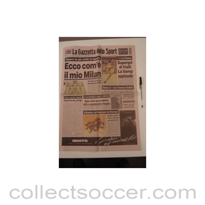 1996 - La Gazzetta dello Sport - Italian newspaper of 09/08/1996 covering Milan v Chelsea