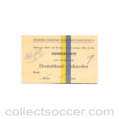 1951 - Germany v Sweden pass 21/11/1951
