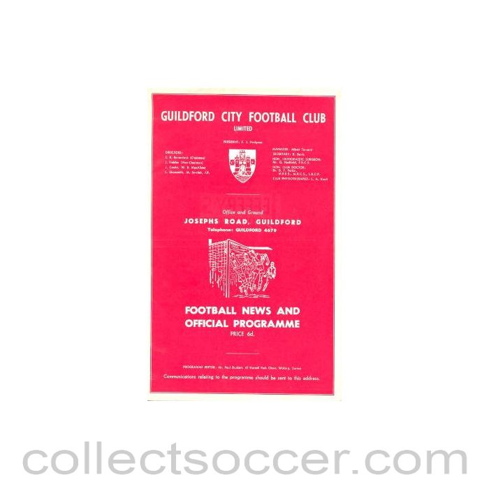 1968 - Guildford City v Wimbledon official programme 24/02/1968