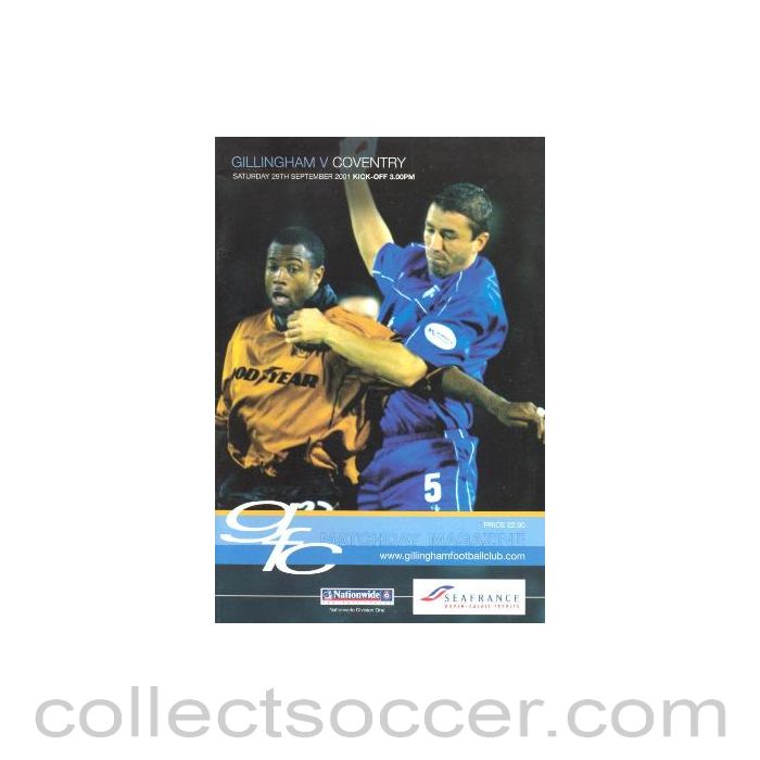 2001 - Gillingham v Coventry City official programme 29/09/2001