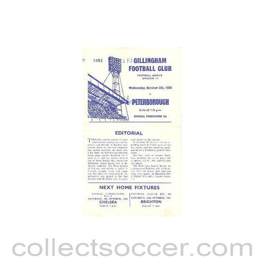 1966 - Gillingham v Peterborough official programme 05/10/1966