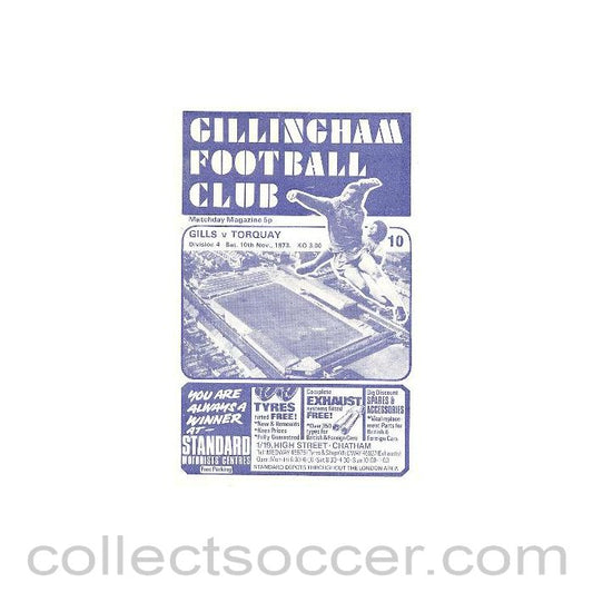 1973 - Gillingham v Torquay official programme 10/11/1973