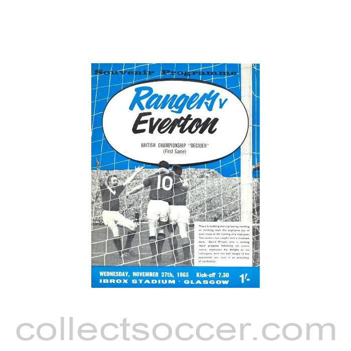1963 - Glasgow Rangers v Everton official programme 27/11/1963
