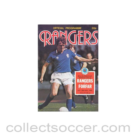 1980 - Glasgow Rangers v Forfar official programme 30/08/1980 Bell's League Cup