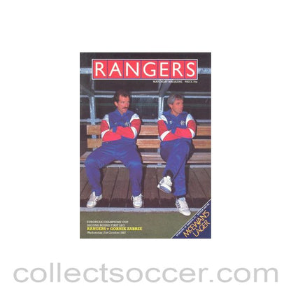 1987 - Glasgow Rangers v Gornik Zabrze official programme 21/10/1987 European Champions Cup