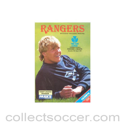 1987 - Glasgow Rangers v Heart of Midlothian official programme 25/04/1987 Fine Fare League