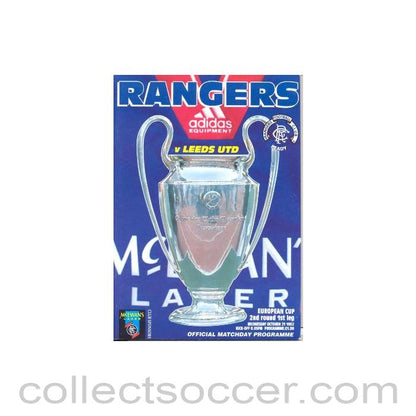 1992 - Glasgow Rangers v Leeds United official programme 21/10/1992 European Cup