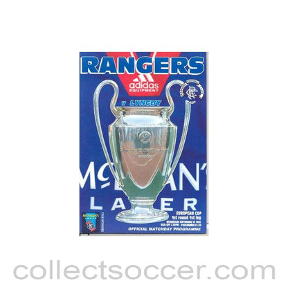 1992 - Glasgow Rangers v Lyngby official programme 16/09/1992 European Cup