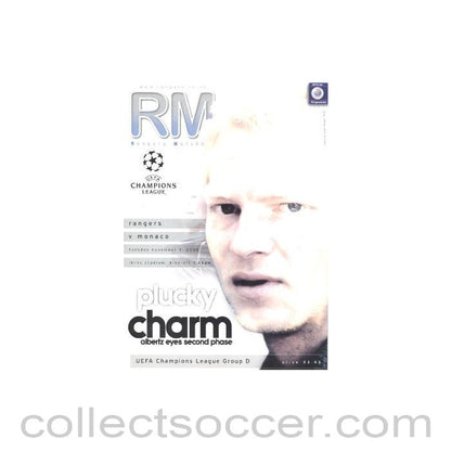 2000 - Glasgow Rangers V Monaco official programme 07/11/2000 Champions League