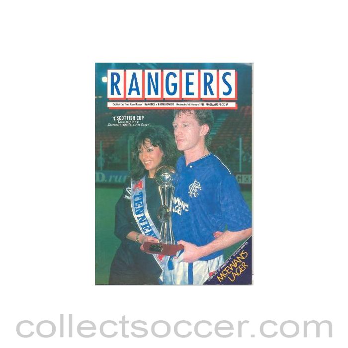 1989 - Glasgow Rangers v Raith Rovers official programme 01/02/1989 Scottish Cup 3rd Round Replay