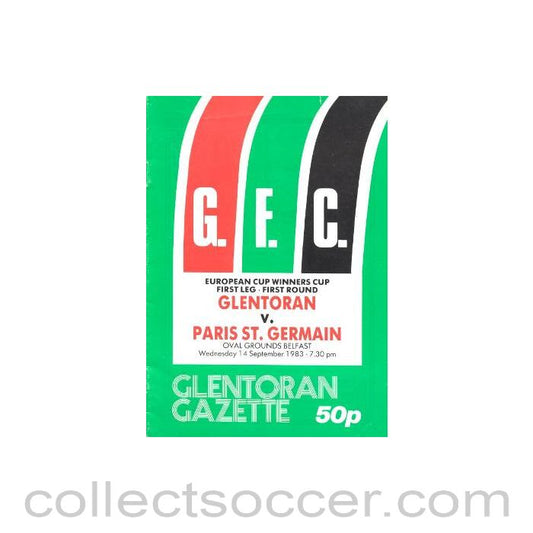 1983 - Glentoran v Paris St. Germain official programme 14/09/1983