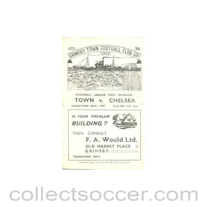 1947 - Grimsby Town v Chelsea official programme 25/12/1947 Very Rare!