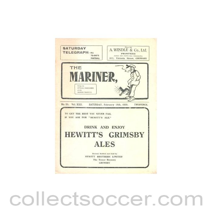 1939 - Grimsby Town v Middlesbrough official programme 18/02/1939