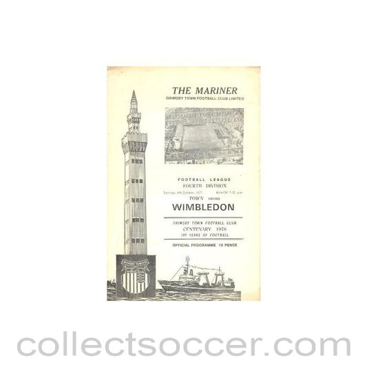 1977 - Grimsby Town v Wimbledon official programme 04/10/1977