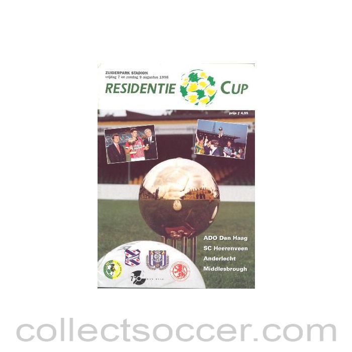 1998 - Haag - Heerenveen - Anderlecht - Middlesbrough official programme 09/08/1998 Residentie Cup