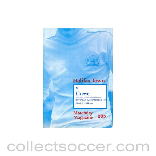 1979 - Halifax Town v Crewe Alexandra official programme 01/09/1979 Football League