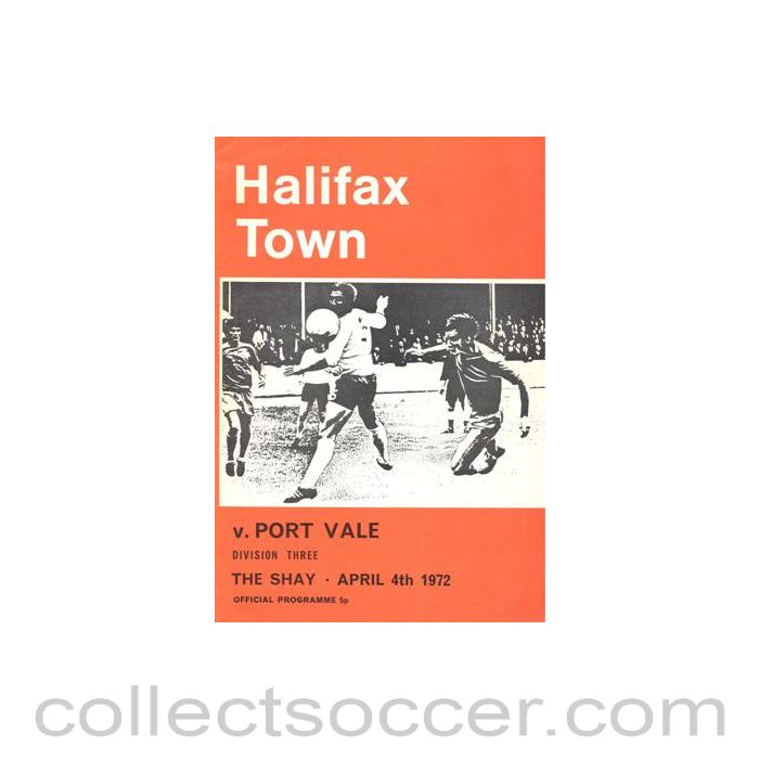 1972 - Halifax Town v Port Vale official programme 04/04/1972 Football League