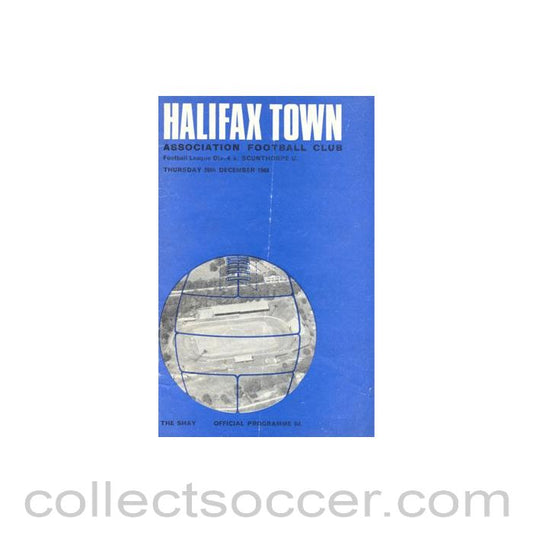 1968 - Halifax Town v Scunthorpe United official programme 26/12/1968 Football League