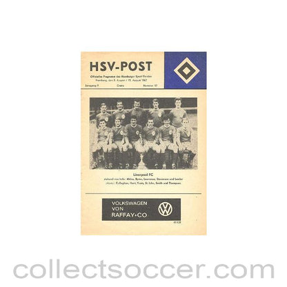 1967 - Hamburg v Liverpool official programme 09/08/1967