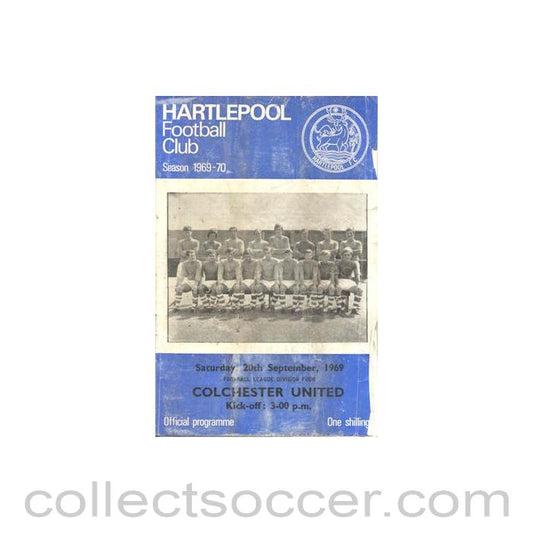 1969 - Hartlepool United v Colchester official programme 20/09/1969 Football League