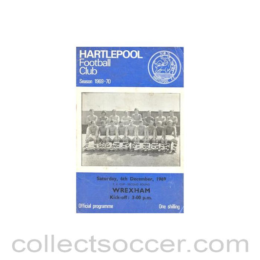 1969 - Hartlepool United v Wrexham official programme 06/12/1969 F.A. Cup