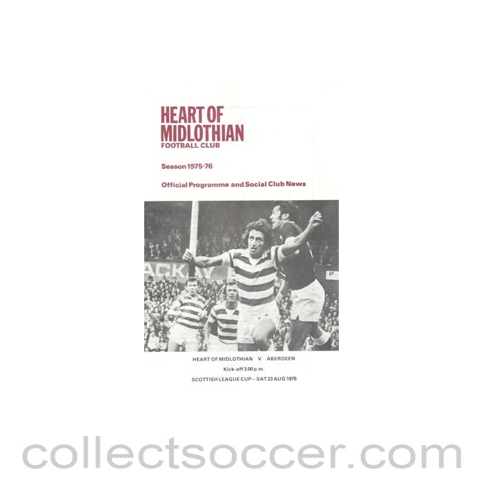 1975 - Heart of Midlothian v Aberdeen official programme 23/08/1975