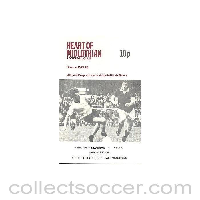 1975 - Heart of Midlothian v Celtic official programme 13/08/1975