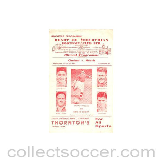 1949 - Heart of Midlothian vChelsea official programme 27/04/1949