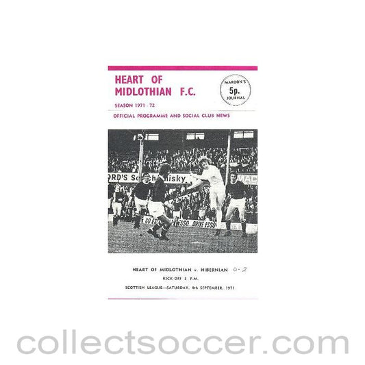 1971 - Heart of Midlothian v Hibernian official programme 04/09/1971
