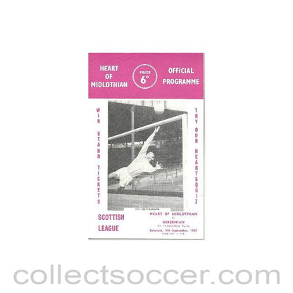 1967 - Heart of Midlothian v Hibernian official programme 09/09/1967