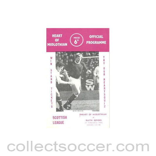 1967 - Heart of Midlothian v Raith Rovers official programme 14/10/1967