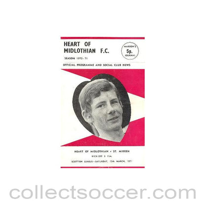 1971 - Heart of Midlothian v St. Mirren official programme 13/03/1971