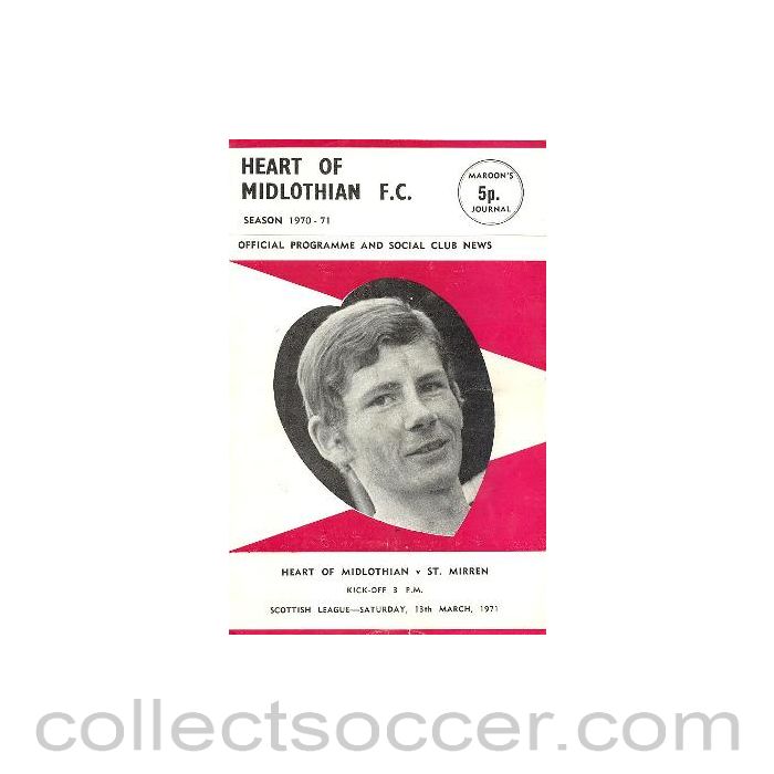 1971 - Heart of Midlothian v St. Mirren official programme 13/03/1971