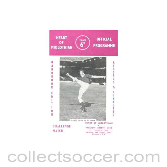1967 - Heart of Midlothian v Preston North End official programme 05/08/1967