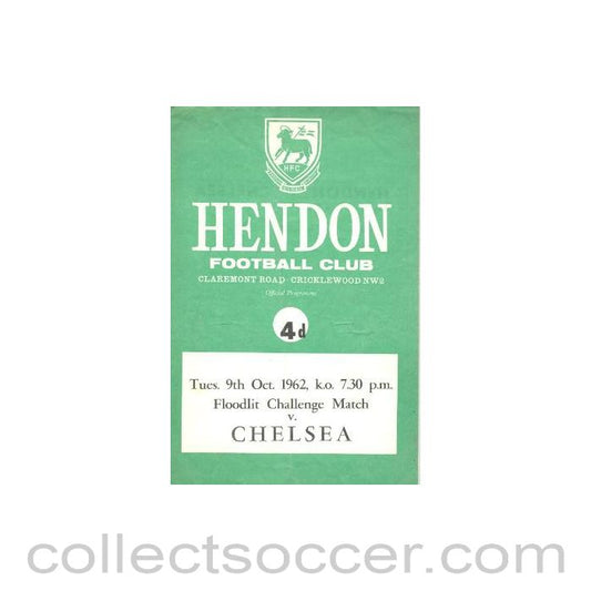 1962 - Hendon vChelsea official programme 09/10/1962