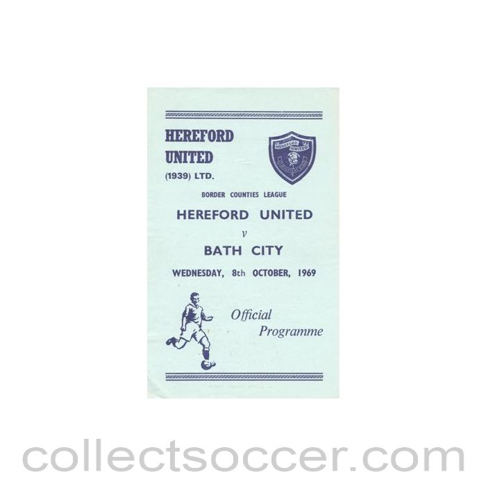 1969 - Hereford United v Bath City official programme 08/10/1969 Border Counties League