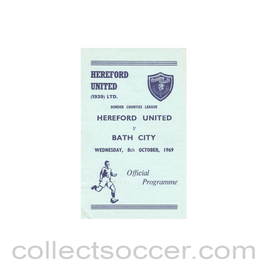 1969 - Hereford United v Bath City official programme 08/10/1969 Border Counties League