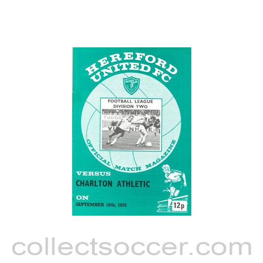 1976 - Hereford United v Charlton Athletic official programme 18/09/1976 Football League