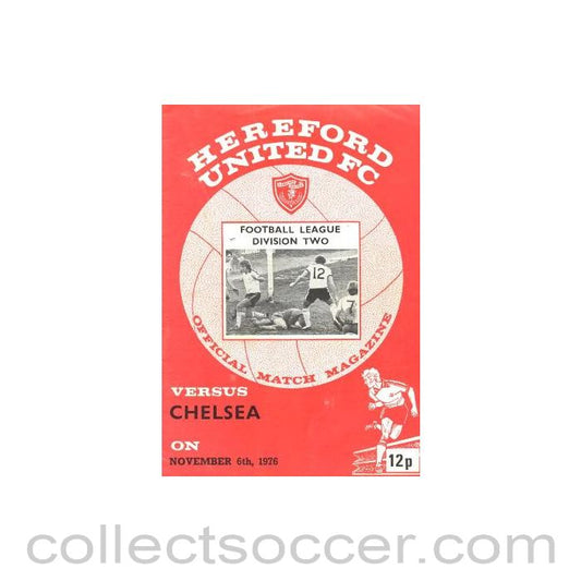 1976 - Hereford United v Chelsea official programme 06/11/1976