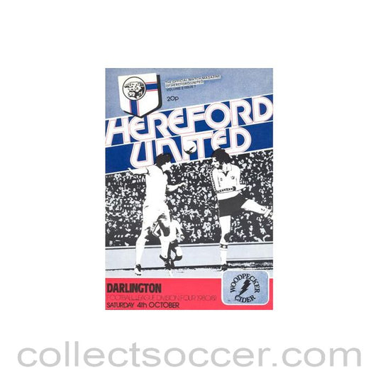 1980 - Hereford United v Darlington official programme 04/10/1980 Football League