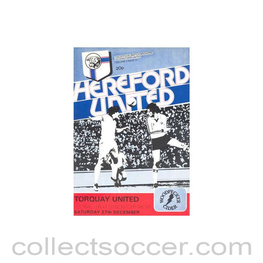 1980 - Hereford United v Torquay United official programme 27/12/1980 Football League