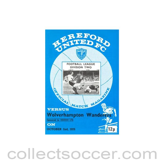 1976 - Hereford United v Wolverhampton Wanderers official programme 02/10/1976 Football League