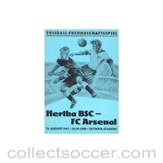 1967 Hertha Berlin v Arsenal official programme 12/08/1967 Friendly Match