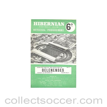 1961 - Hibernian v Belenenses official programme 04/09/1961 Inter-Cities Fairs Cup
